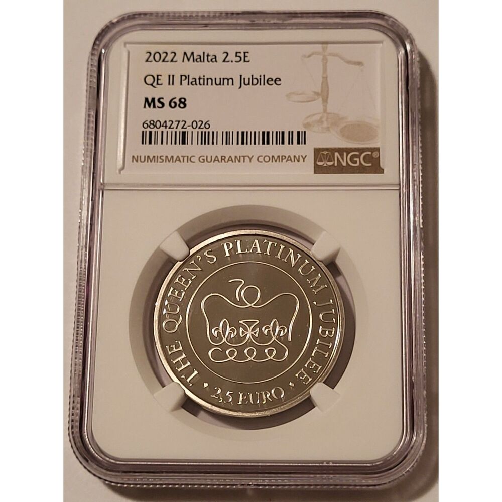 Malta 2022 2 1/2 Euros QEII Platinum Jubilee MS68 NGC Low Mintage